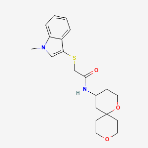 molecular formula C20H26N2O3S B5577350 N-1,9-dioxaspiro[5.5]undec-4-yl-2-[(1-methyl-1H-indol-3-yl)thio]acetamide 