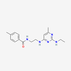 molecular formula C17H23N5O B5577354 N-(2-{[2-(ethylamino)-6-methyl-4-pyrimidinyl]amino}ethyl)-4-methylbenzamide 