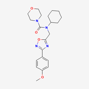 molecular formula C21H28N4O4 B5577362 N-cyclohexyl-N-{[3-(4-methoxyphenyl)-1,2,4-oxadiazol-5-yl]methyl}-4-morpholinecarboxamide 