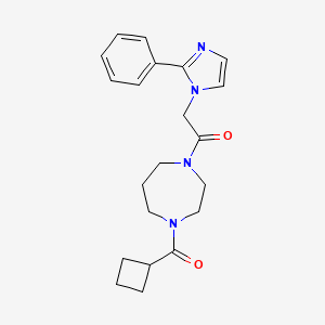 molecular formula C21H26N4O2 B5577372 1-(cyclobutylcarbonyl)-4-[(2-phenyl-1H-imidazol-1-yl)acetyl]-1,4-diazepane 