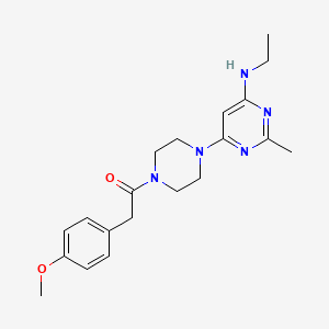molecular formula C20H27N5O2 B5577383 N-ethyl-6-{4-[(4-methoxyphenyl)acetyl]-1-piperazinyl}-2-methyl-4-pyrimidinamine 