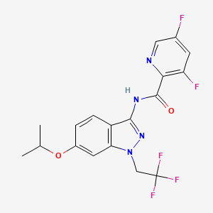 molecular formula C18H15F5N4O2 B5577397 3,5-二氟-N-[6-异丙氧基-1-(2,2,2-三氟乙基)-1H-吲唑-3-基]吡啶-2-甲酰胺 