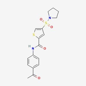 molecular formula C17H18N2O4S2 B5577425 N-(4-acetylphenyl)-4-(1-pyrrolidinylsulfonyl)-2-thiophenecarboxamide 