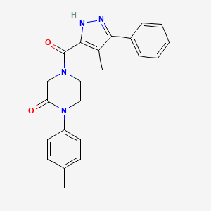 molecular formula C22H22N4O2 B5577441 1-(4-甲基苯基)-4-[(4-甲基-3-苯基-1H-吡唑-5-基)羰基]-2-哌嗪酮 