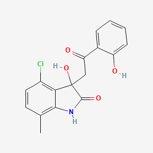 molecular formula C17H14ClNO4 B5577487 4-chloro-3-hydroxy-3-[2-(2-hydroxyphenyl)-2-oxoethyl]-7-methyl-1,3-dihydro-2H-indol-2-one 