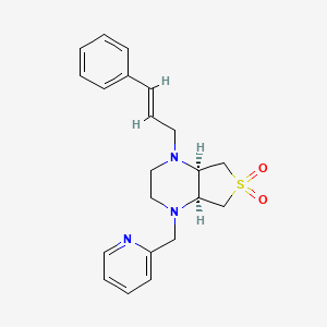 molecular formula C21H25N3O2S B5577509 (4aS*,7aR*)-1-[(2E)-3-苯基-2-丙烯-1-基]-4-(2-吡啶基甲基)八氢噻吩并[3,4-b]吡嗪 6,6-二氧化物 