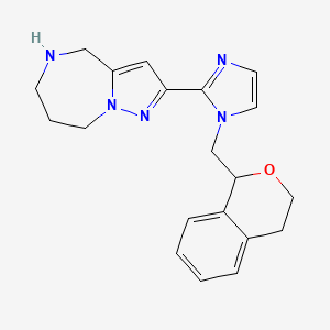 molecular formula C20H23N5O B5577551 2-[1-(3,4-dihydro-1H-isochromen-1-ylmethyl)-1H-imidazol-2-yl]-5,6,7,8-tetrahydro-4H-pyrazolo[1,5-a][1,4]diazepine dihydrochloride 