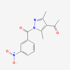 molecular formula C14H13N3O4 B5577557 1-[3,5-二甲基-1-(3-硝基苯甲酰)-1H-吡唑-4-基]乙酮 