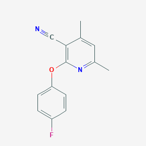 molecular formula C14H11FN2O B5577622 2-(4-fluorophenoxy)-4,6-dimethylnicotinonitrile 