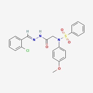 molecular formula C22H20ClN3O4S B5577635 N-{2-[2-(2-chlorobenzylidene)hydrazino]-2-oxoethyl}-N-(4-methoxyphenyl)benzenesulfonamide 