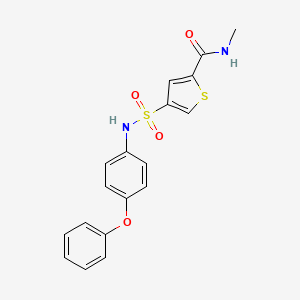 molecular formula C18H16N2O4S2 B5577647 N-methyl-4-{[(4-phenoxyphenyl)amino]sulfonyl}-2-thiophenecarboxamide 
