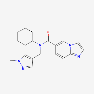 molecular formula C19H23N5O B5577654 N-环己基-N-[(1-甲基-1H-吡唑-4-基)甲基]咪唑并[1,2-a]吡啶-6-甲酰胺 