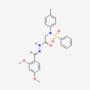 molecular formula C24H25N3O5S B5577668 N-{2-[2-(2,4-dimethoxybenzylidene)hydrazino]-2-oxoethyl}-N-(4-methylphenyl)benzenesulfonamide 