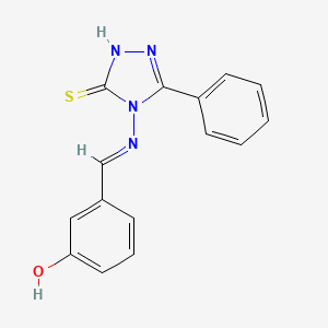 molecular formula C15H12N4OS B5577706 3-{[(3-巯基-5-苯基-4H-1,2,4-三唑-4-基)亚氨基]甲基}苯酚 