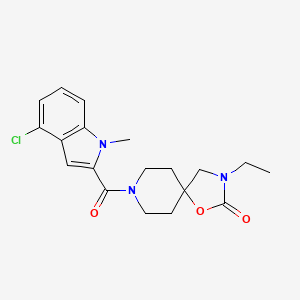 molecular formula C19H22ClN3O3 B5577718 8-[(4-chloro-1-methyl-1H-indol-2-yl)carbonyl]-3-ethyl-1-oxa-3,8-diazaspiro[4.5]decan-2-one 