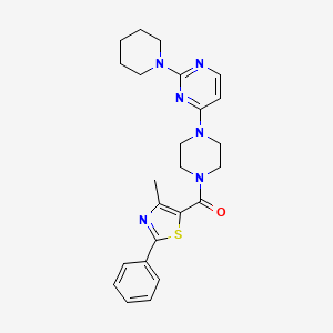 molecular formula C24H28N6OS B5577723 4-{4-[(4-methyl-2-phenyl-1,3-thiazol-5-yl)carbonyl]-1-piperazinyl}-2-(1-piperidinyl)pyrimidine 
