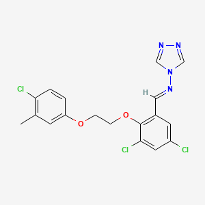 molecular formula C18H15Cl3N4O2 B5577729 N-{3,5-二氯-2-[2-(4-氯-3-甲基苯氧基)乙氧基]苯亚甲基}-4H-1,2,4-三唑-4-胺 