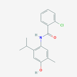 molecular formula C17H18ClNO2 B5577735 2-chloro-N-(4-hydroxy-2-isopropyl-5-methylphenyl)benzamide 