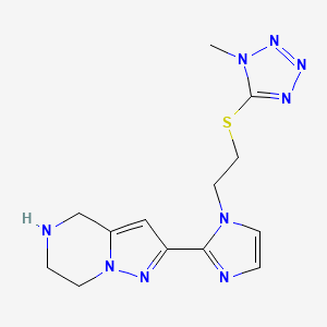 molecular formula C13H17N9S B5577743 2-(1-{2-[(1-methyl-1H-tetrazol-5-yl)thio]ethyl}-1H-imidazol-2-yl)-4,5,6,7-tetrahydropyrazolo[1,5-a]pyrazine dihydrochloride 