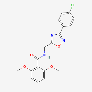 molecular formula C18H16ClN3O4 B5577751 N-{[3-(4-chlorophenyl)-1,2,4-oxadiazol-5-yl]methyl}-2,6-dimethoxybenzamide 