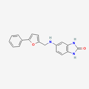 molecular formula C18H15N3O2 B5577808 5-{[(5-phenyl-2-furyl)methyl]amino}-1,3-dihydro-2H-benzimidazol-2-one 