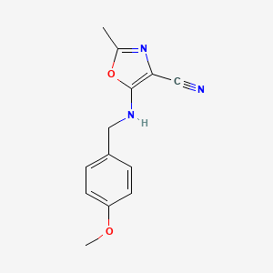 molecular formula C13H13N3O2 B5577818 5-[(4-methoxybenzyl)amino]-2-methyl-1,3-oxazole-4-carbonitrile 