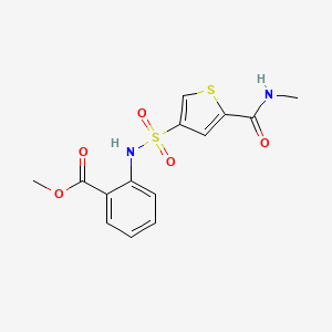 molecular formula C14H14N2O5S2 B5577927 2-甲基-2-({[5-[(甲基氨基)羰基]-3-噻吩基}磺酰基)氨基}苯甲酸酯 