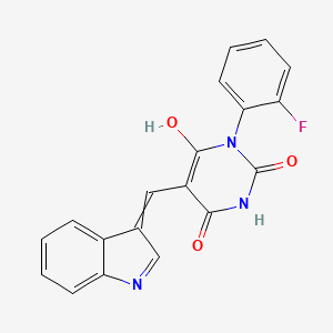 molecular formula C19H12FN3O3 B5577931 1-(2-fluorophenyl)-5-(1H-indol-3-ylmethylene)-2,4,6(1H,3H,5H)-pyrimidinetrione 