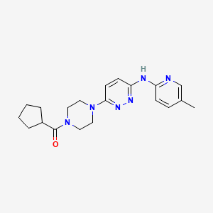 molecular formula C20H26N6O B5577946 6-[4-(cyclopentylcarbonyl)-1-piperazinyl]-N-(5-methyl-2-pyridinyl)-3-pyridazinamine 