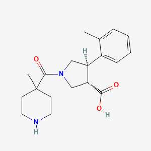 molecular formula C19H26N2O3 B5577982 rel-(3S,4R)-4-(2-methylphenyl)-1-[(4-methyl-4-piperidinyl)carbonyl]-3-pyrrolidinecarboxylic acid hydrochloride 