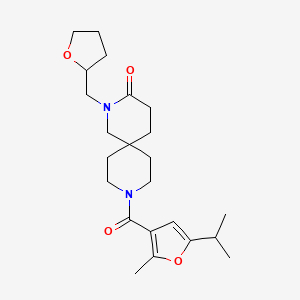 molecular formula C23H34N2O4 B5578000 9-(5-isopropyl-2-methyl-3-furoyl)-2-(tetrahydrofuran-2-ylmethyl)-2,9-diazaspiro[5.5]undecan-3-one 