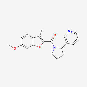 molecular formula C20H20N2O3 B5578009 3-{1-[(6-methoxy-3-methyl-1-benzofuran-2-yl)carbonyl]-2-pyrrolidinyl}pyridine 