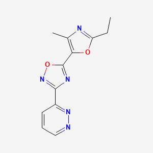 molecular formula C12H11N5O2 B5578019 3-[5-(2-乙基-4-甲基-1,3-恶唑-5-基)-1,2,4-恶二唑-3-基]哒嗪 