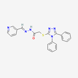 molecular formula C22H18N6OS B5578039 2-[(4,5-diphenyl-4H-1,2,4-triazol-3-yl)thio]-N'-(3-pyridinylmethylene)acetohydrazide 