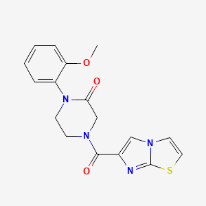 molecular formula C17H16N4O3S B5578080 4-(imidazo[2,1-b][1,3]thiazol-6-ylcarbonyl)-1-(2-methoxyphenyl)-2-piperazinone 