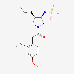 molecular formula C18H28N2O5S B5578081 N-{(3S*,4R*)-1-[(2,4-二甲氧基苯基)乙酰基]-4-丙基-3-吡咯烷基}甲磺酰胺 