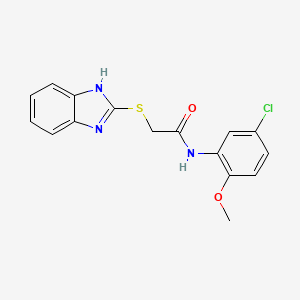 molecular formula C16H14ClN3O2S B5578108 2-(1H-苯并咪唑-2-硫基)-N-(5-氯-2-甲氧基苯基)乙酰胺 