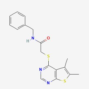 molecular formula C17H17N3OS2 B5578124 N-benzyl-2-[(5,6-dimethylthieno[2,3-d]pyrimidin-4-yl)thio]acetamide 