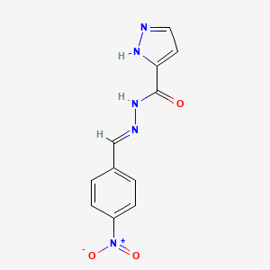 molecular formula C11H9N5O3 B5578132 N'-(4-nitrobenzylidene)-1H-pyrazole-5-carbohydrazide 