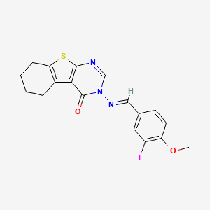 molecular formula C18H16IN3O2S B5578137 3-[(3-iodo-4-methoxybenzylidene)amino]-5,6,7,8-tetrahydro[1]benzothieno[2,3-d]pyrimidin-4(3H)-one 