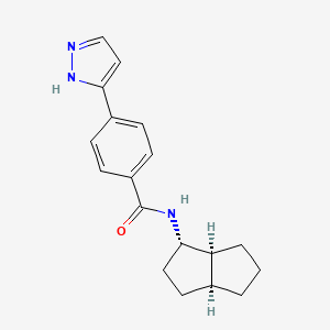 molecular formula C18H21N3O B5578143 N-[(1S*,3aS*,6aS*)-octahydropentalen-1-yl]-4-(1H-pyrazol-3-yl)benzamide 
