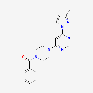 molecular formula C19H20N6O B5578183 4-(4-苯甲酰-1-哌嗪基)-6-(3-甲基-1H-吡唑-1-基)嘧啶 
