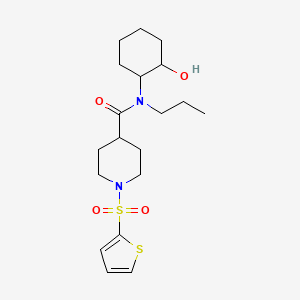 molecular formula C19H30N2O4S2 B5578209 N-(2-hydroxycyclohexyl)-N-propyl-1-(2-thienylsulfonyl)-4-piperidinecarboxamide 