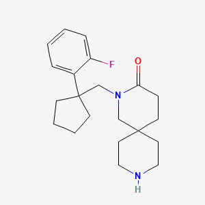 molecular formula C21H29FN2O B5578243 2-{[1-(2-fluorophenyl)cyclopentyl]methyl}-2,9-diazaspiro[5.5]undecan-3-one hydrochloride 