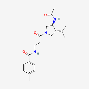 molecular formula C20H29N3O3 B5578248 N-{3-[(3S*,4R*)-3-(乙酰氨基)-4-异丙基-1-吡咯烷基]-3-氧代丙基}-4-甲基苯甲酰胺 