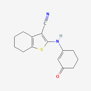 molecular formula C15H16N2OS B5578258 2-[(3-oxocyclohex-1-en-1-yl)amino]-4,5,6,7-tetrahydro-1-benzothiophene-3-carbonitrile 
