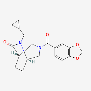 molecular formula C19H22N2O4 B5578284 (1S*,5R*)-3-(1,3-苯并二氧杂环-5-基羰基)-6-(环丙基甲基)-3,6-二氮杂双环[3.2.2]壬烷-7-酮 
