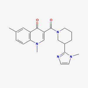 molecular formula C21H24N4O2 B5578297 1,6-二甲基-3-{[3-(1-甲基-1H-咪唑-2-基)-1-哌啶基]羰基}-4(1H)-喹啉酮 