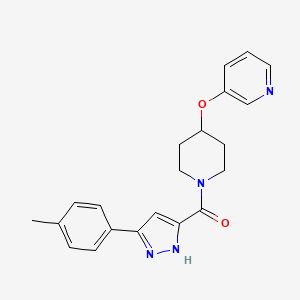 molecular formula C21H22N4O2 B5578349 3-[(1-{[5-(4-甲苯基)-1H-吡唑-3-基]羰基}-4-哌啶基)氧基]吡啶 