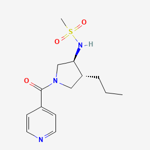 molecular formula C14H21N3O3S B5578366 N-[(3S*,4R*)-1-异烟酰基-4-丙基-3-吡咯烷基]甲磺酰胺 